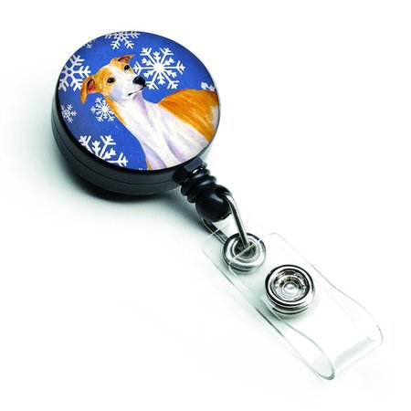 CAROLINES TREASURES Whippet Winter Snowflakes Holiday Retractable Badge Reel LH9283BR